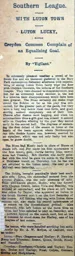Match Report: Luton Town FC vs Croydon Common (9th Oct 1909)