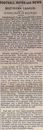 Match Report: Millwall vs Luton Town FC (16th Oct 1909)