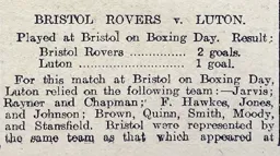 Match Report: Bristol Rovers vs Luton Town FC (27th Dec 1910)