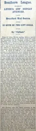 Match Report: Luton Town FC vs Brentford (28th Dec 1910)