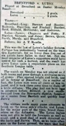 Match Report: Brentford vs Luton Town FC (28th Mar 1910)