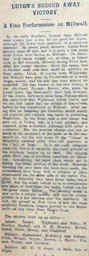 Match Report: Millwall vs Luton Town FC (4th Feb 1911)