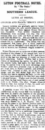 Match Report: Bristol Rovers vs Luton Town FC (25th Nov 1911)