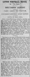 Match Report: Norwich City vs Luton Town FC (24th Feb 1912)