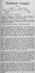 Match Report: Luton Town FC vs Millwall (2nd Mar 1912)
