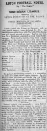 Match Report: Crystal Palace vs Luton Town FC (9th Mar 1912)