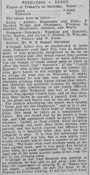 Match Report: Treharris vs Luton Town FC (9th Nov 1912)