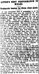 Match Report: Treharris vs Luton Town FC (9th Nov 1912)