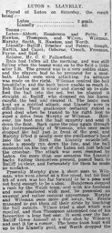 Match Report: Luton Town FC vs Llanelly (4th Jan 1913)