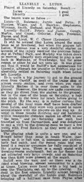 Match Report: Llanelly vs Luton Town FC (15th Mar 1913)