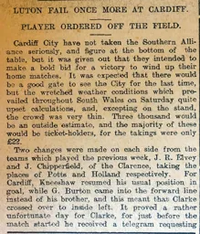 Match Report: Cardiff City vs Luton Town FC (26th Apr 1913)