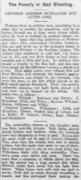 Match Report: Luton Town FC vs Croydon Common (10th Sep 1913)