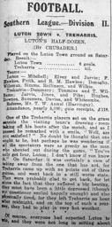 Match Report: Luton Town FC vs Treharris (27th Sep 1913)