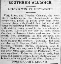 Match Report: Portsmouth vs Luton Town FC (29th Oct 1913)