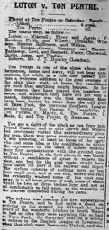 Match Report: Ton Pentre vs Luton Town FC (15th Nov 1913)