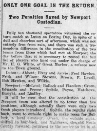 Match Report: Luton Town FC vs Newport County (26th Dec 1913)