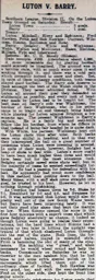 Match Report: Luton Town FC vs Barry (21st Feb 1914)