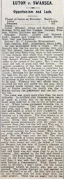 Match Report: Luton Town FC vs Swansea Town (4th Apr 1914)