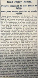 Match Report: Luton Town FC vs Stoke (10th Apr 1914)
