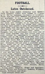 Match Report: Luton Town FC vs Queens Park Rangers (16th Sep 1914)