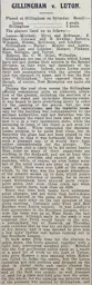 Match Report: Gillingham vs Luton Town FC (26th Sep 1914)