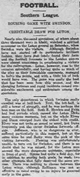 Match Report: Luton Town FC vs Swindon Town (7th Nov 1914)