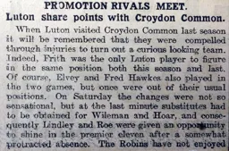 Match Report: Croydon Common vs Luton Town FC (12th Dec 1914)