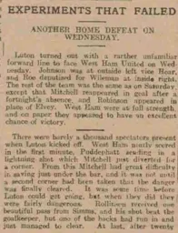Match Report: Luton Town FC vs West Ham United (10th Mar 1915)