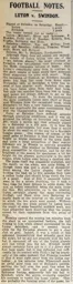 Match Report: Swindon Town vs Luton Town FC (13th Mar 1915)