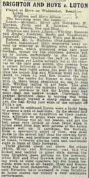 Match Report: Brighton & Hove Albion vs Luton Town FC (17th Mar 1915)