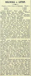 Match Report: Millwall vs Luton Town FC (3rd Apr 1915)