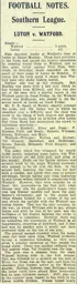 Match Report: Luton Town FC vs Watford (5th Apr 1915)