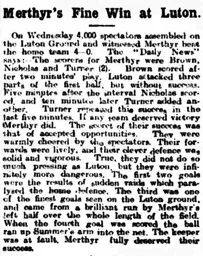 Match Report: Luton Town FC vs Merthyr Town (17 Sep 1919)