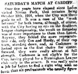 Match Report: Cardiff City vs Luton Town FC (24 Jan 1920)