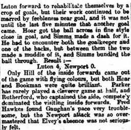 Match Report: Luton Town FC vs Newport County (28 Feb 1920)