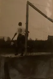 Alf Tirrell stands guard