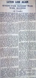 Match Report: Queens Park Rangers vs Luton Town FC (7 Nov 1931)
