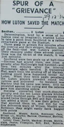 Match Report: Southend United vs Luton Town FC (29 Dec 1934)