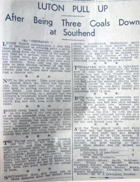 Match Report: Southend United vs Luton Town FC (29 Dec 1934)