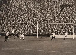 Roy Davies sees his shot cleared off the line