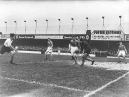 George Cummins is ready to pounce if Ernie Gregory loses the ball