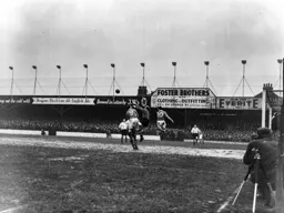 Bernard Streten punches the ball clear from Stan Mortensen and future Hatter Allan Brown