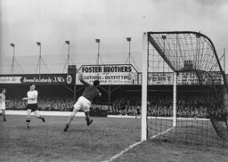 Jimmy Adam scores Town`s second goal from close range