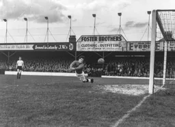 Jimmy Adam watches this shot go the wrong side of the post