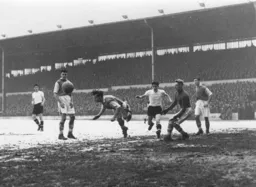 Rotherham clear the ball as Gordon Turner closes in