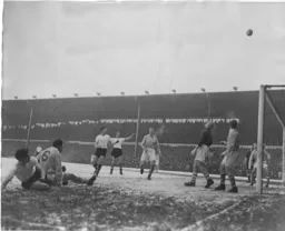 The ball flies over the top