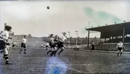 John Groves watches the ball after Eric Kerfoot`s high clearance