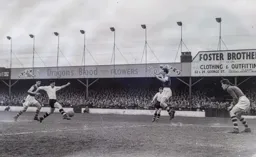 Bob Morton bursts through the Burnley defence to score Town`s second goal