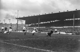 Bob Morton has his shot saved by Fred Else
