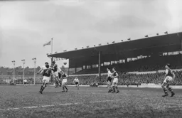 John Groves beats Les Shannon to a header